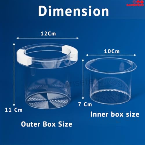 Image of SANSEFERO Floating Breeder Box for Fish Tank in Double Layer Foam Collar Floating Incubator for Aquarium with Clear View Fry Protection Fish Breeder Box for Betta,Guppy & Small Fishes (12 Cm)