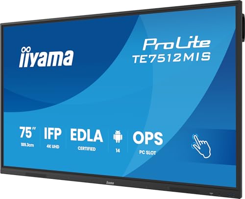iiyama ProLite TE7512MIS B4AG 75 74.52 visualisable écran LCD rétro éclairé par LED signalétique numérique interactive avec écran tactile touch / capacité PC... - vue 4