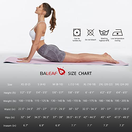 BALEAF Short feminino de 20,3 cm / 17,7 cm / 12,7 cm / 12,7 cm de cintura alta para treino, ioga, co