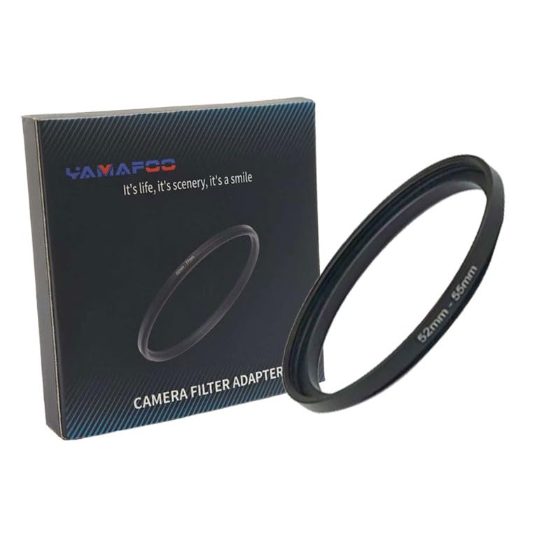 YAMAFOO 52mm to 55mm Step-up Ring/Step Down Rings Filter Adapter for All Brands UV ND CPL Metal Ring Step-Up Rings Adapter Filter,Black (52-55)