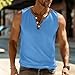 Tank Tops Men Sleeveless Button Muscle Henley Shirt Casual Slim Fit Lightweight Workout Top Outdoor Athletic Tees Sky Blue