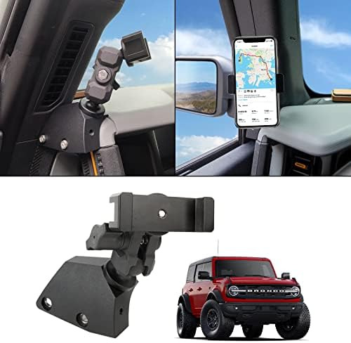 Dashboard Left Side Phone Holder Mount, Anti-Shake Stabilizer Custom Adjustable Cell Phone Holder for Ford Bronco Accessories 2021 2022 2023