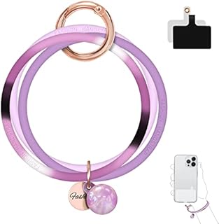 ROCONTRIP Phone Lanyard 3 in 1 Mobile Phone Chain Colourful Silicone Phone Wrist Strap Phone Charm with 2 Patch for Most Smartphone Case for Keychain ID Card Holder