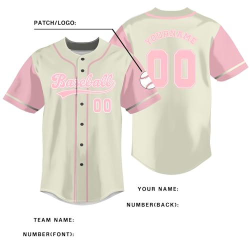 Camiseta personalizada de béisbol (Beige/Granate) - Nombre y número personalizados - Estilo abotonado para hombres, mujeres y jóvenes miniatura 5