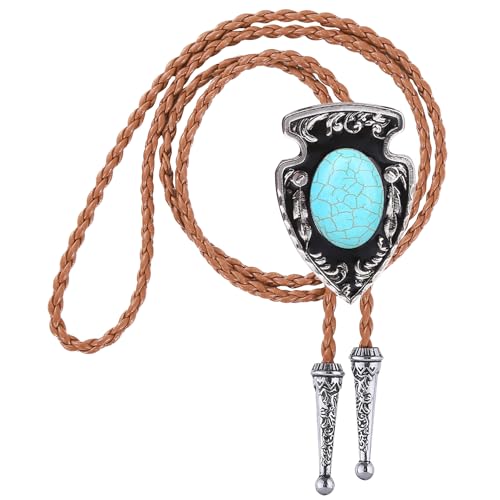 Image of Btilasif Bolo Tie Brown for Men, Scorpion Luminous Stone Cowboy Tie Western Leather Necktie Necklace for Women