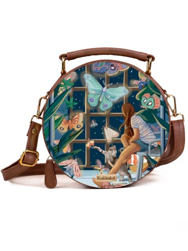 Kalankit Sling Bag for Women & Girls Stylish Round Crossbody Side Bag Vegan Leather Travel Purse Cute Birthday