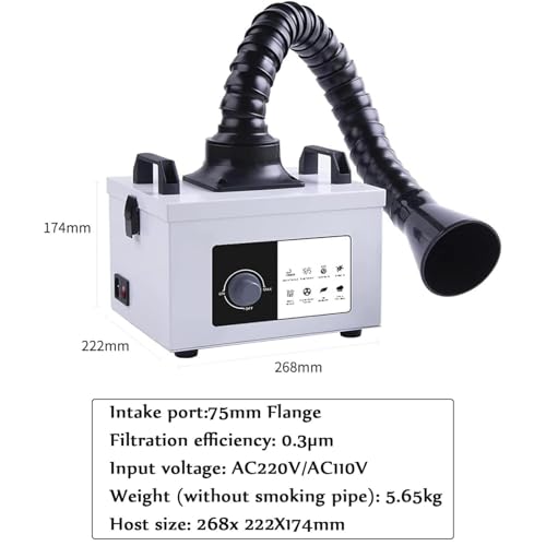 Generico Aspiratore di fumi - Purificatore di fumi di Saldatura con 4500 Giri/min, 3 filtri, Bassa rumorosità, Volume d'Aria Regolabile per Saldatura e brasatura ESD