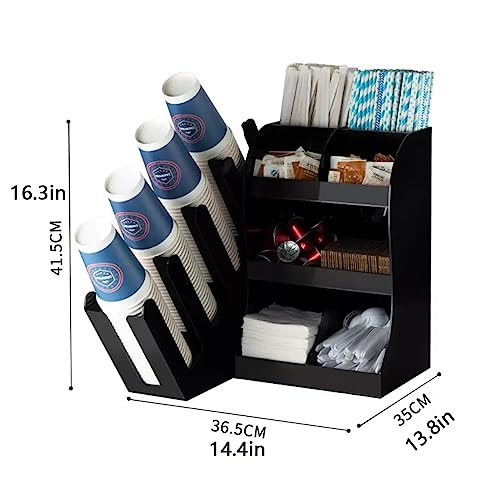 FARIH Organisateur de Tasses à Café, Moderne, Noir, 10 Compartiments, Acrylique, CADDY, Cuisine, Bureau, Réception – vue 5