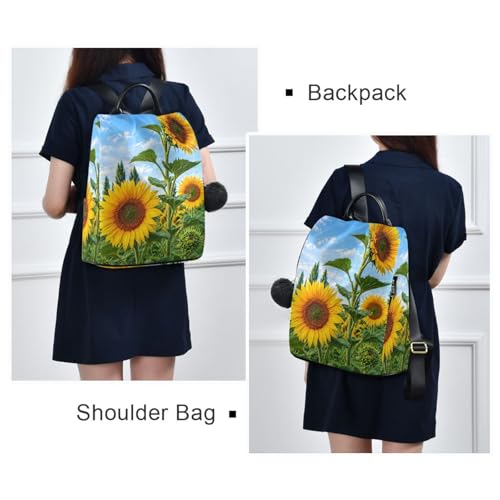 Image of ALAZA Summer Sunflower Flowers Floral Backpack Purse for Women Anti Theft Fashion Back Pack Shoulder Bag