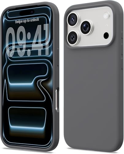 DIZORO Compatible with (iPhone 17 Pro Max Case)(2025), Liquid Silicone 3 Layers Full Covered Soft Gel Rubber Phone Case,Shockproof Protective Cover with Anti-Scratch Microfiber Lining-Dark Grey