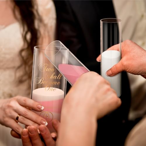 Irenare Unity Sand for Wedding Ceremony Set, Include Vase, Sand, Cork Stopper for Weddings Engagement Anniversary(Gray and Pink,Wedding)