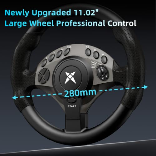 Image of DOYO F9 Gaming Steering Wheel with Pedals and Shifter for PC, PS3 | 270 /450 /900 USB Sim Racing Wheel, Sequential Shifter & Linear Pedals, 11.02 inch Large Wheel , Adjustable Tilt Height