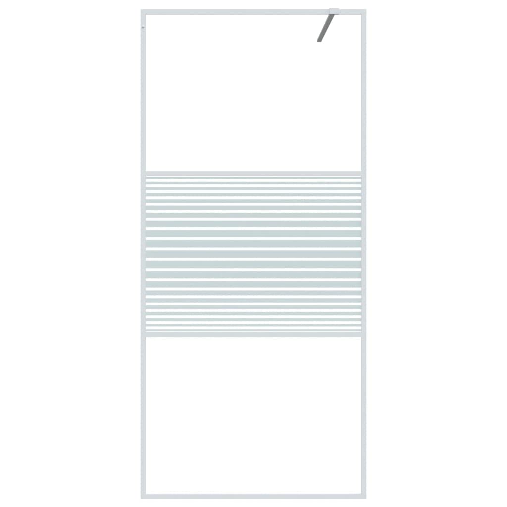 Mampara de ducha de cristal templado transparente, marco de aluminio blanco, 90 x 195 cm, cristal de seguridad de 5 mm, a prueba de salpicaduras, con barra de apoyo para nicho de baño