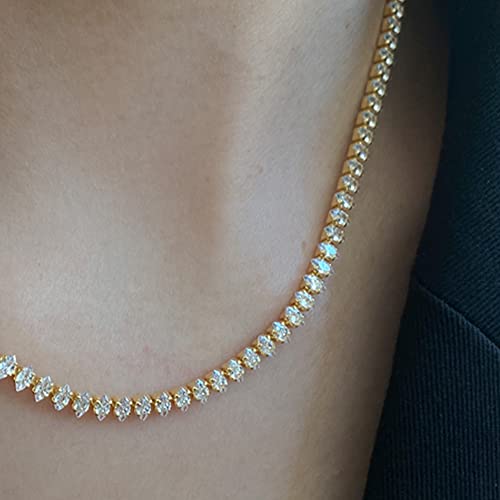 Cowlyn Tennis Choker Necklace Crystal Cubic Zirconia Cz Chain Dainty Gold Silver Plated Diamond For Women Girl Charm Jewelry #TOP1