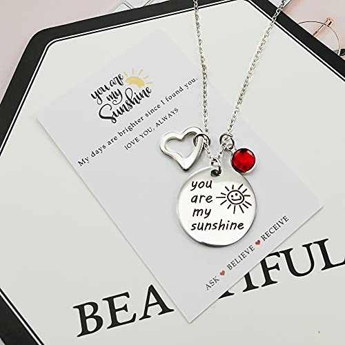 Myrnaist Birthstone Necklace For Girls January Birthday Gifts You Are My Sunshine Engraved Pendant Necklaces For Daughter Sister #TOP4