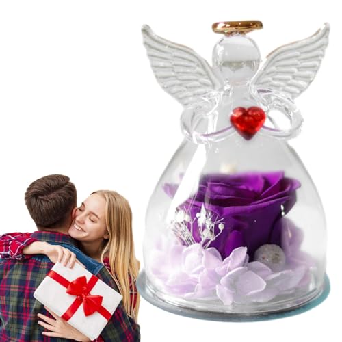 Bbbabeslk Statuetta di angelo rosa, figura di angelo con rosa, statuetta di angelo custode, regalo di eterno per il Ringraziamento, matrimonio, Natale, anniversario.