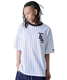 [フブ] ストリート 半袖 Tシャツ ティーシャツ 大きいサイズ メッシュ ストライプ クルーネック ストリート系 アメカジ ヒップホップ 夏服 ホワイト