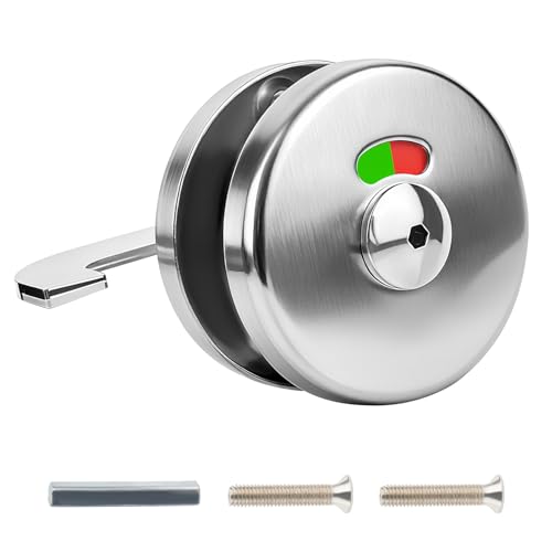 1 Juego de Pomo Giratorio Cerraduras Puertas, Condena Cerradura de Privacidad con Pestillo Giratorio, Roseta de acero inoxidable Con indicador de ocupación para puerta inodoro de baño