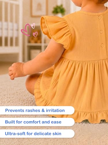 Image of Kidbea Baby Girls Cotton Dress for Kids | Soft, Breathable & Comfortable Western Frock | Trendy Casual, Party & Festive Outfit for Girls