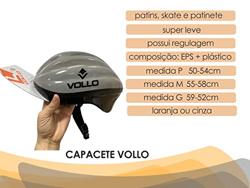 Capacete 55-58cm Patins Skate Patinete Ciclismo VCC410M Vollo M Médio Cinza