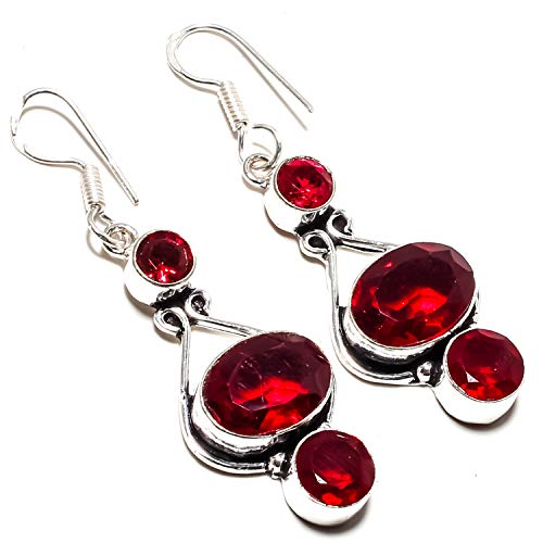 Boucles d'oreilles rouge grenat en argent pour vos soirées