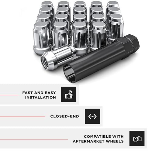 Image of White Knight 3806-20AM Chrome M12x1.25 Spline Lug Nut with Key, 20 Pack