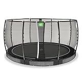 EXIT Toys Allure Premium Rundes Bodentrampolin - ø427cm - Extra Lange Federn für erfahrene Springer - Fußschutzsystem - Premium-Sicherheitsnetz - Wasserabweisend - Großes Bodentrampolin - Schwarz