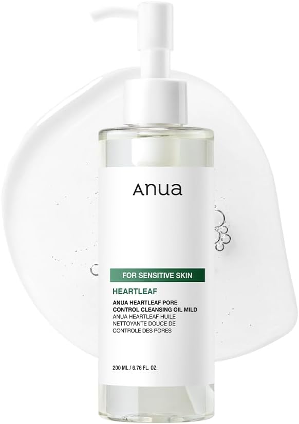 ANUA Heartleaf Pore Cleansing Oil MILD, Sensitive Skin Face Wash, Oil Cleanser for Face, Makeup Cleanser, Korean Skin Care, Non-Comedogenic, Fragrance Free, 6.76 fl oz