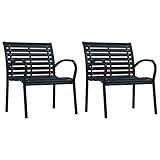 Farbe: Schwarz vidaXL 2X Gartenstuhl Gartenstuhl Gartensessel Stuhl Sessel Balkonstuhl Gartenmöbel Stühle Gartenstühle Terrasse Balkonstühle Schwarz Stahl WPC