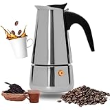 Cafeteira italiana aço inox com alça 9 xícaras 450ml para café exp