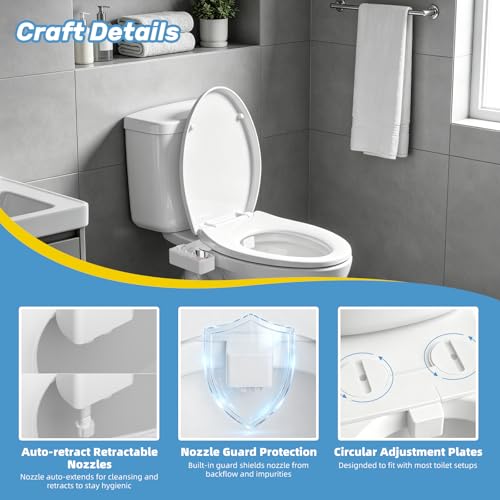 Image of Bidet Attachment for Toilet Seat, Non Electric, Hot /Cold Water Contral | Dual Nozzle Bidets Sprayer with Rear /Feminine Wash Self Cleaning Spray-Adjustable Bidets Wash Butt Cleaner for Bathroom