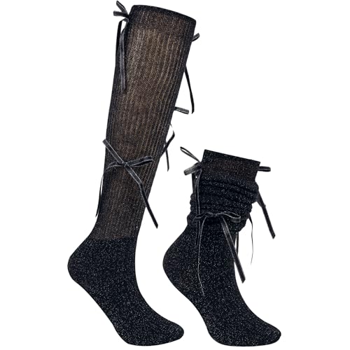 Image of Violet Mist women slouch socks thick colored knee high scrunch socks long stacked sock boot 80s 90s Novetly