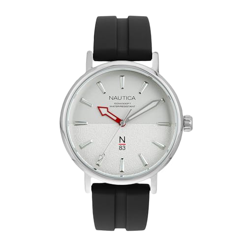 Image of Nautica Round 42mm Silver-Tone Dial Analog Men Watch - NAPMYF310