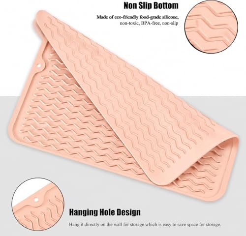 Image of HOMETHREADS Silicone Dish Drying Mat, Silicone Draining Board Mat, Silicone Dish Draining Mats, Kitchen Sink Dish Drainer Mat Racks for Kitchen Counter Protector, 40x30cm (Cream)