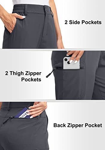 G Gradual Women's Hiking Pants With Zipper Pockets Convertible Lightweight Quick Dry Stretch Cargo Camping Pants(Dark Gray, L) #TOP4