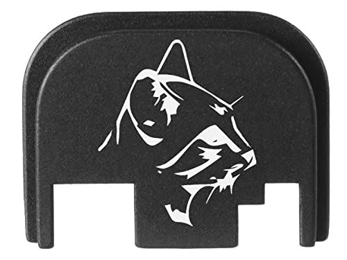 NDZ Performance Rear Slide Cover Back Plate for Glock Gen 1-4 Laser Engraved Hardcoat Anodized Aluminum in Black - Cat Head 2