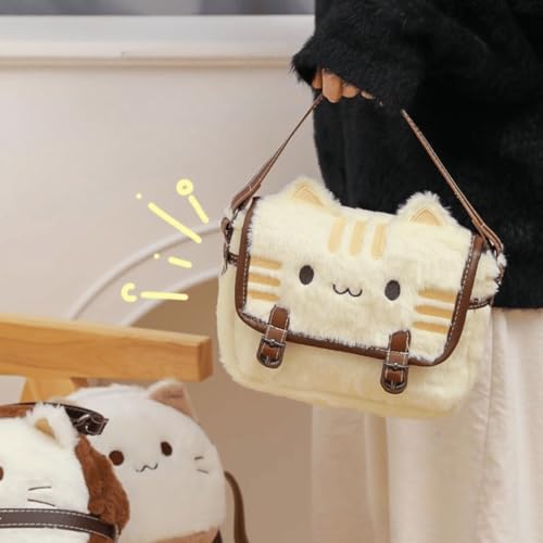 Cute Kawaii Cat Purse Plush Mini Crossbody Bag for Women, Soft Adjustable Shoulder Handbag for Cat Lovers, Novelty Gift for Christmas Valentine's Birthday (7.8x6.7x2 Inch)4