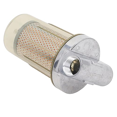 Oumefar Filtro de Filtro de Diésel de Gasolina de Alto Flujo Transparente de 1,3 Pulgadas con Válvula de Drenaje para Generadores y Motores Construcción de ABS de Acero Aleado
