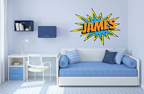 Cutedecals Custom Comic Name Wall Decal - Personalized Comic Name Wall Art Decal - Superheroes Nursery Wall Decor - Wall Decal For Nursery Bedroom Decoration (Small Wide 16''X15'' Height) #TOP2