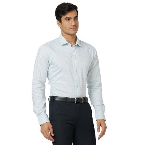 Image of Park Avenue Slim Fit Pure Cotton Checks Pattern Semi Cutaway Collar Formal Shirt