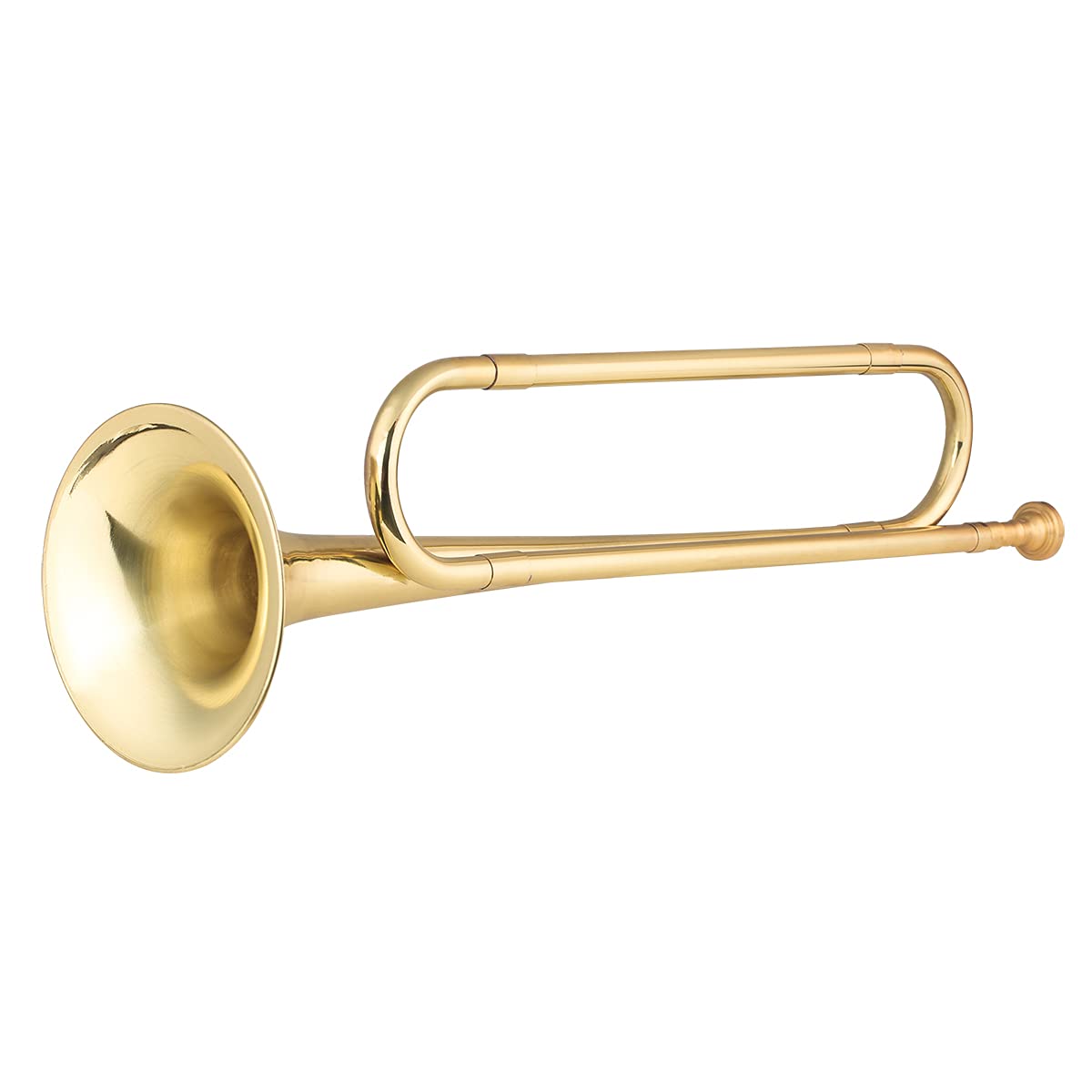 Llamada de Corneta en Forma de C de latón chapada en Oro, Instrumento Musical de caballería con Boquilla para Principiantes, Banda Escolar, Orquesta Militar (18,7 Pulgadas)