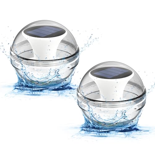 SGZIOO 2 Stück Schwimmende Poolbeleuchtung Solar, Schwimmende Solarleuchten, 3 Modi Pool Lichter Schwimmend Solar, Wasserdicht Schwimmlichter, Schwimmkugeln für Teich Brunnenzz