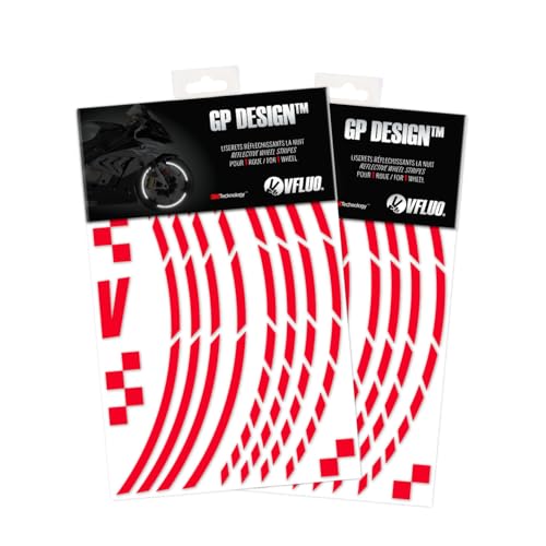 Stickers jantes moto rétro réfléchissants rouge VFLUO 3M