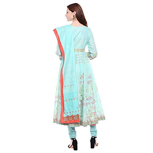 Image of BIBA Cotton Printed Anarkali Semi-Formal Kurta With Churidar And Dupatta
