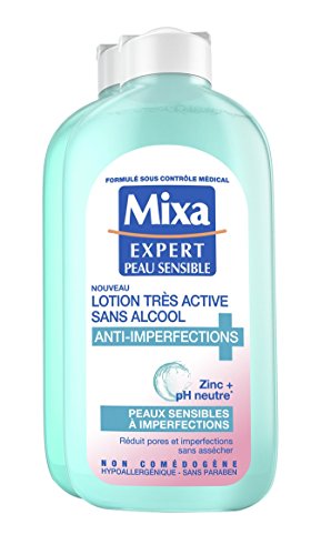 Mixa Expert Peau Sensible Lotion très active Sans Alcool Anti-Imperfections - Lot de 2