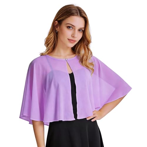 Image of Ciormis Chiffon Capelet Women's Soft Shawls and Wraps for Evening Dresses, Wedding Formal Dress Shawl Cape Cover up