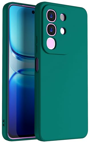 Image of Kapa Matte Protective Lens Flexible Back Cover for Iqoo Z10x 5G / Vivo T4x 5G | Slim Silicone with Soft Lining Shockproof Full Body Bumper Case (Green)