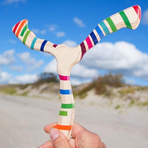 Woo boomerangs Bumerang für Anfänger ab 12 | Holz | Kommt Garantiert Zurück (Fluggetestet) | Leicht zu Werfen | Outdoor Spaß für Rechts- & Linkshänder | Robust | Bumerang Tutboflieger v2