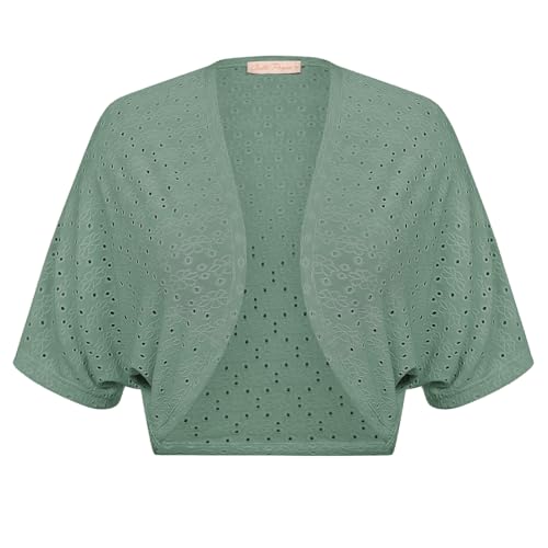 Image of Belle Poque Women's Open Front Bolero Shrug Batwing Short Sleeve Cropped Cardigan Lightweight