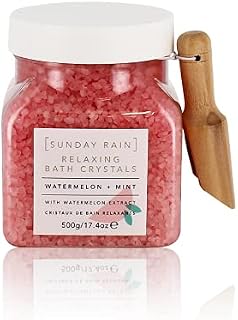 Sunday Rain Luxury Relaxing Sea Salt Bath Crystals, Vegan & Cruelty-Free, Fruity Watermelon & Refreshing Mint Fragrance, 500g